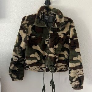 Camo Faux Fur Jacket